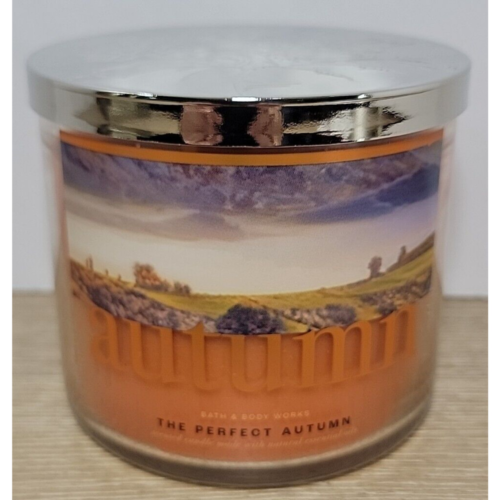 Bath & Body Works The Perfect Autumn Scented Candle 3 Wick 14.5 Oz 25+ Burn Hour